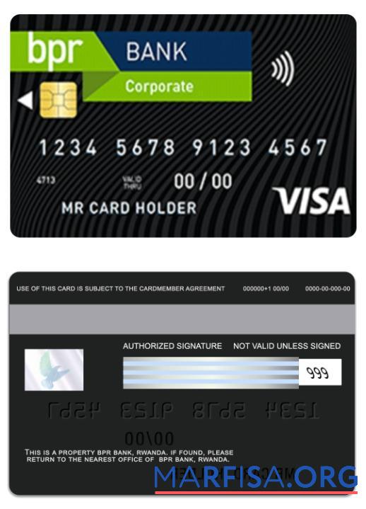 Downloadable Rwanda BPR Bank corporate visa card sample